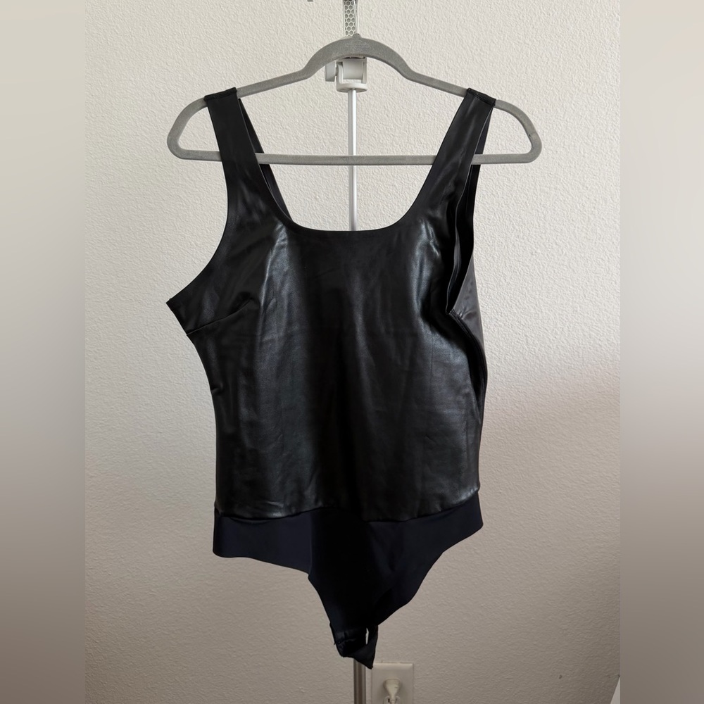 Pinsy black leather bodysuit